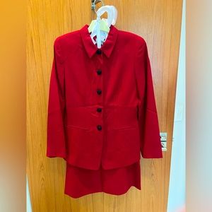 Vintage 100% wool crepe suit Holiday Red